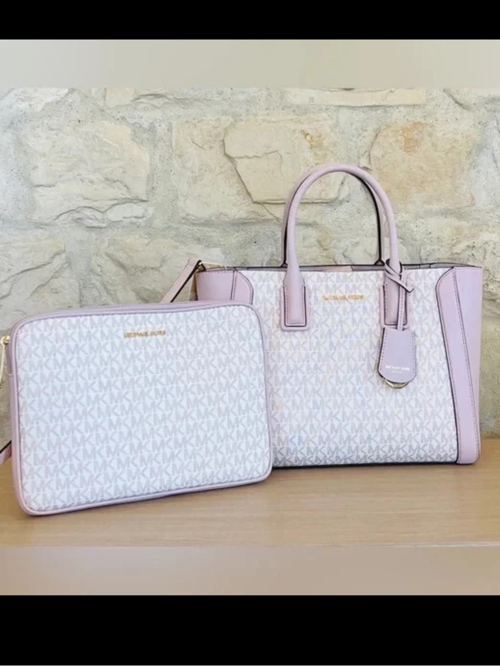 MICHAEL KORS KALI MD
SATCHEL SHOULDER BAG + IPAD CASE MK ROSE GOLD WHITE
PINK